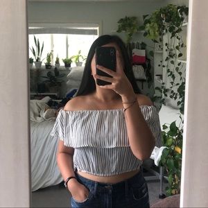 Forever21 Striped Off the Shoulder Top